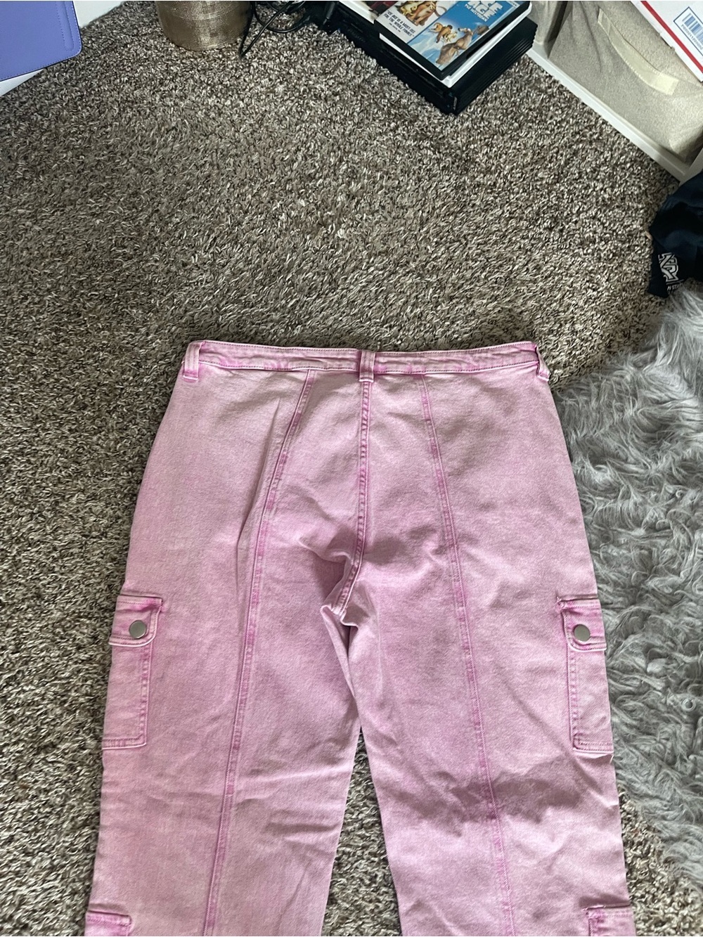 Fashion Nova Women’s Plus Pink Acid Wash-Like Cargo Jeans — Casual Utility Style - Picture 11 of 12